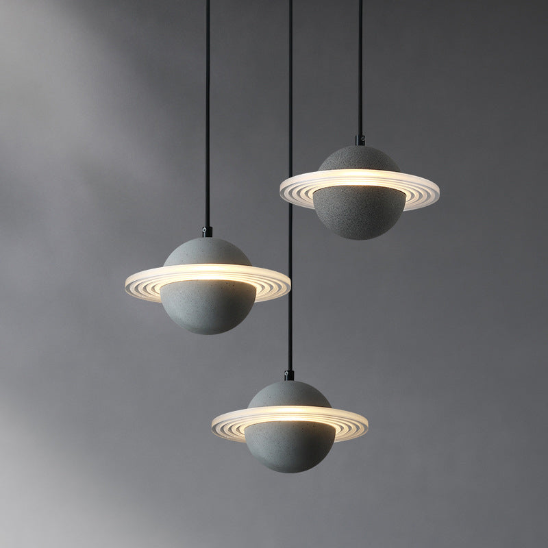 Stone Integrated LED Hanging Lamp Kit Minimalist Style Pendant Spherical in 1 Light