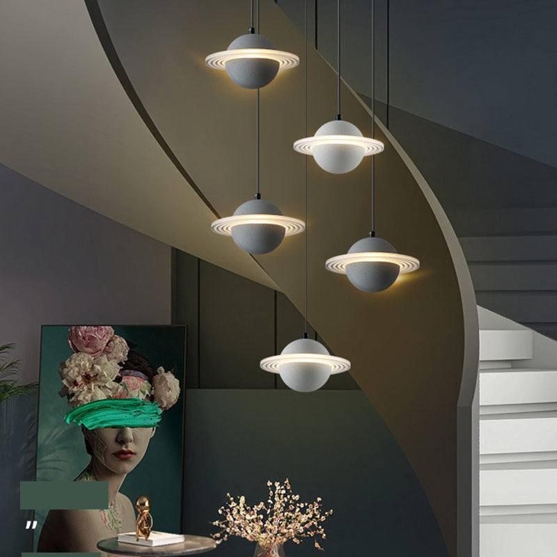 Stone Integrated LED Hanging Lamp Kit Minimalist Style Pendant Spherical in 1 Light