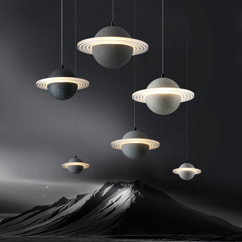 Stone Integrated LED Hanging Lamp Kit Minimalist Style Pendant Spherical in 1 Light