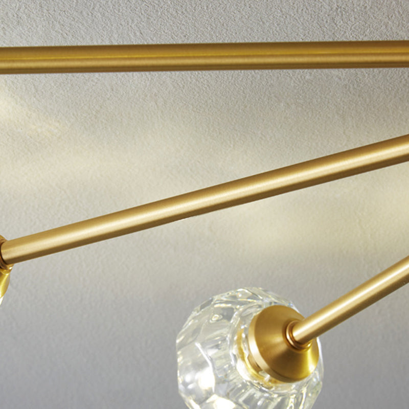 Starburst Semi Flush Ceiling Light Modern Style Crystal Coppery Close to Ceiling Lighting