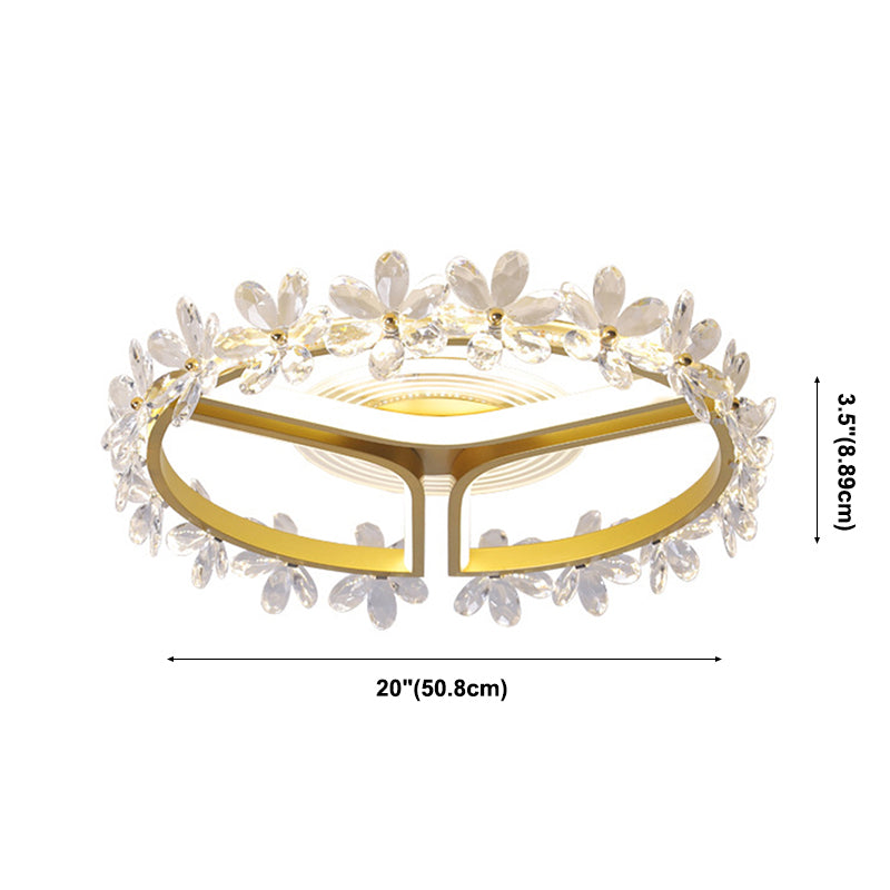 Lámpara de techo moderna de metal dorado y altura de montura de cristal transparente para sala de estar