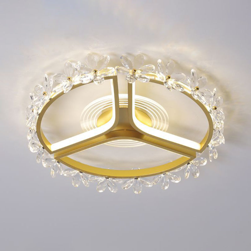 Lámpara de techo moderna de metal dorado y altura de montura de cristal transparente para sala de estar