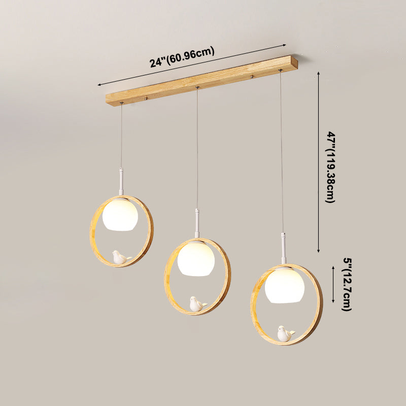 Round Hanging Pendant Lights Modern White Suspension Lamp with Glass Shade for Restaurant