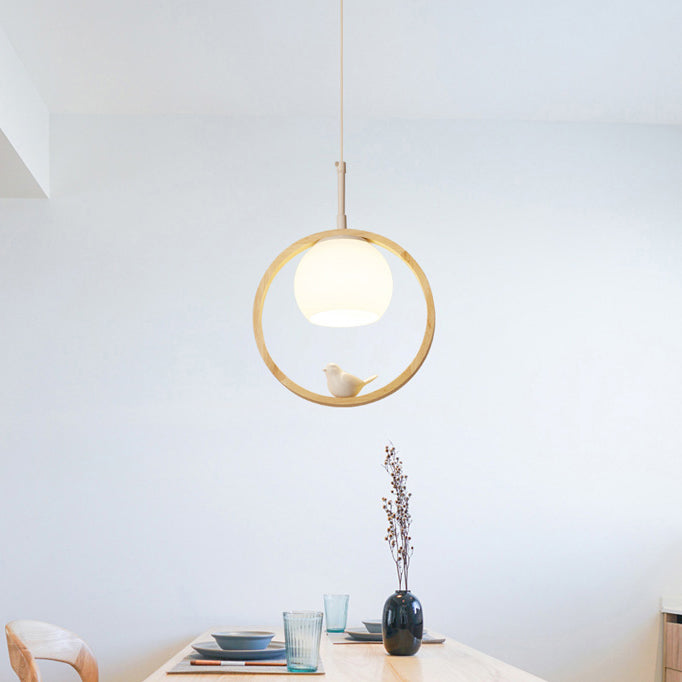 Luci a sospensione a sospensione rotonda lampada a sospensione bianca moderna con tonalità di vetro per ristorante