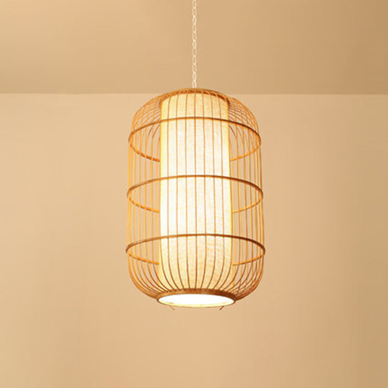 Chinese Elongated Pendant Lighting Fixtures Rattan Hanging Light with Hanging Cord for Restaurant