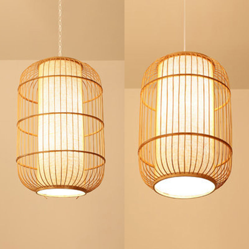 Chinese Elongated Pendant Lighting Fixtures Rattan Hanging Light with Hanging Cord for Restaurant