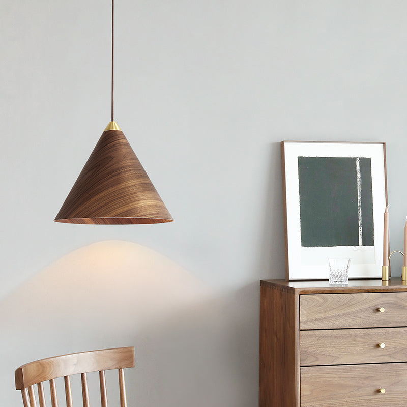 Kegel hanglamp Modern 1-licht suspensielamp met houten schaduw voor restaurant