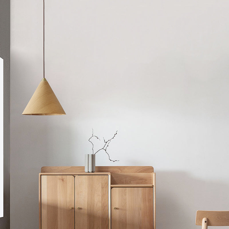 Kegel hanglamp Modern 1-licht suspensielamp met houten schaduw voor restaurant
