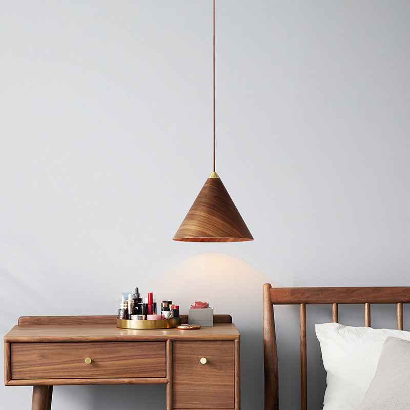 Kegel hanglamp Modern 1-licht suspensielamp met houten schaduw voor restaurant