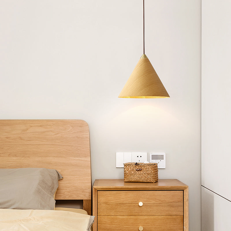 Kegel hanglamp Modern 1-licht suspensielamp met houten schaduw voor restaurant