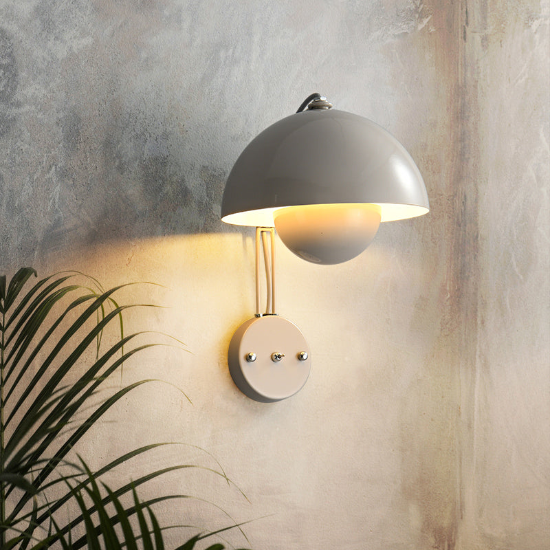 Dome Metal Wall Sconce Simple Macaron Style 1 Light Indoor Wall Mount Light Fixture