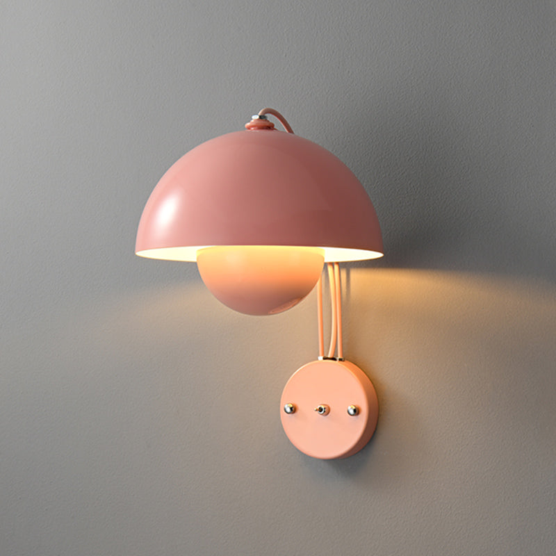 Dome Metal Wall Sconce Simple Macaron Style 1 Light Indoor Wall Mount Light Fixture