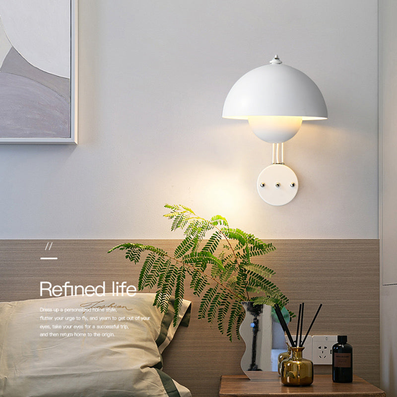 Dome Metal Wall Sconce Simple Macaron Style 1 Light Indoor Wall Mount Light Fixture