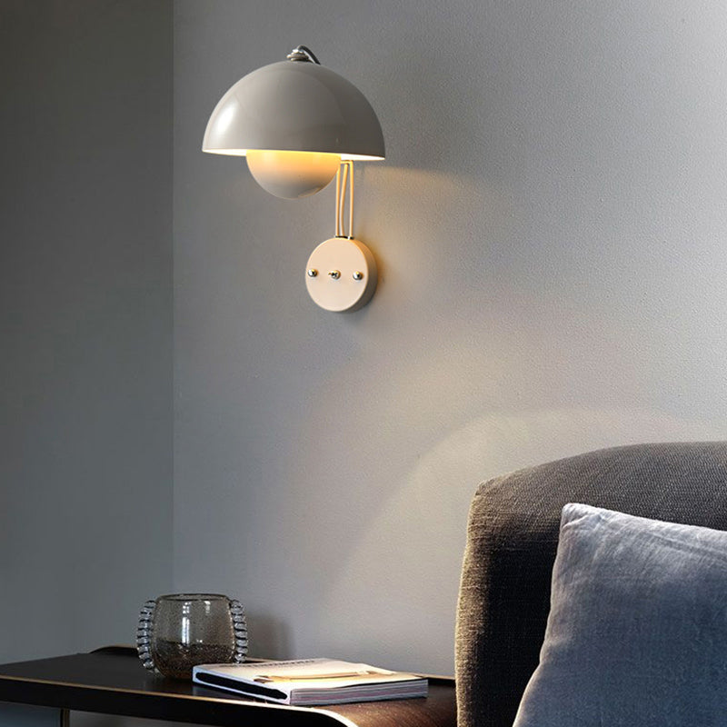 Dome Metal Wall Sconce Simple Macaron Style 1 Light Indoor Wall Mount Light Fixture