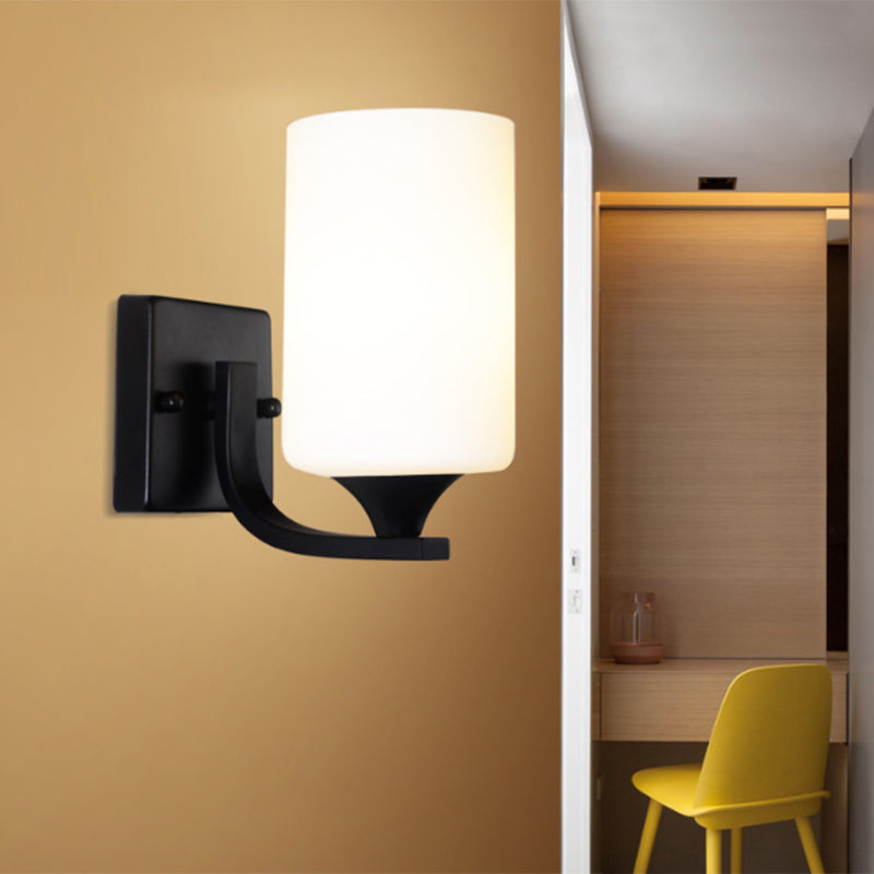 Luces de sombra de vidrio transparentes/lechoso luces modernas de pared interior de la pared colgante en negro