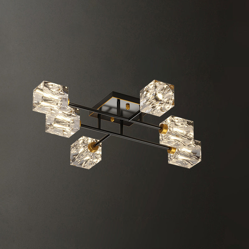Sputnik Living Room Semi Flush Light Fixture Crystal Modern Semi-Flush Ceiling Light
