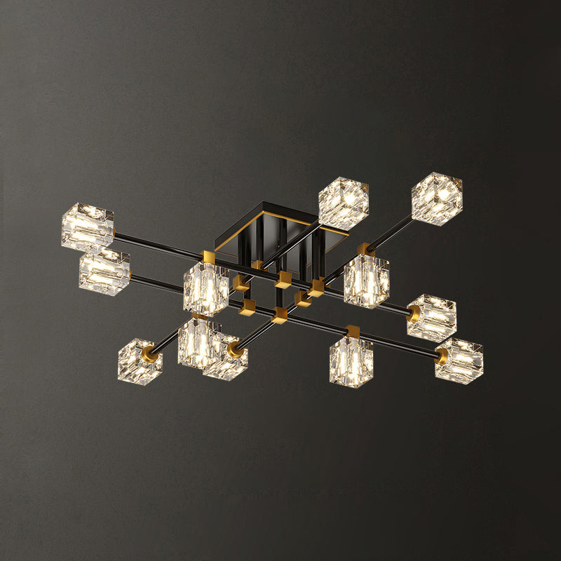 Sputnik Living Room Semi Flush Light Fixture Crystal Modern Semi-Flush Ceiling Light