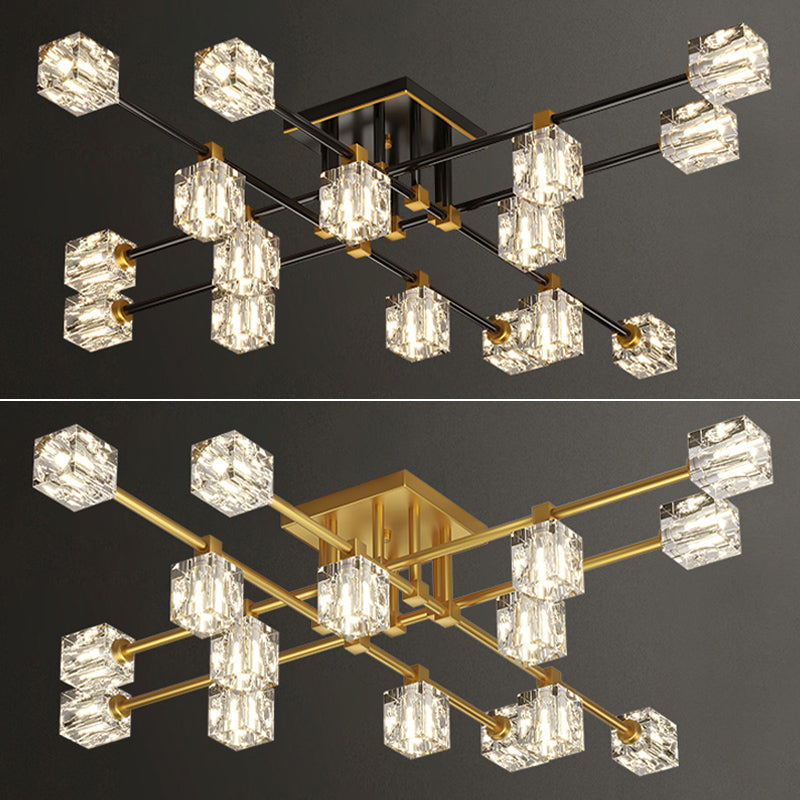 Sputnik Living Room Semi Flush Light Fixture Crystal Modern Semi-Flush Ceiling Light