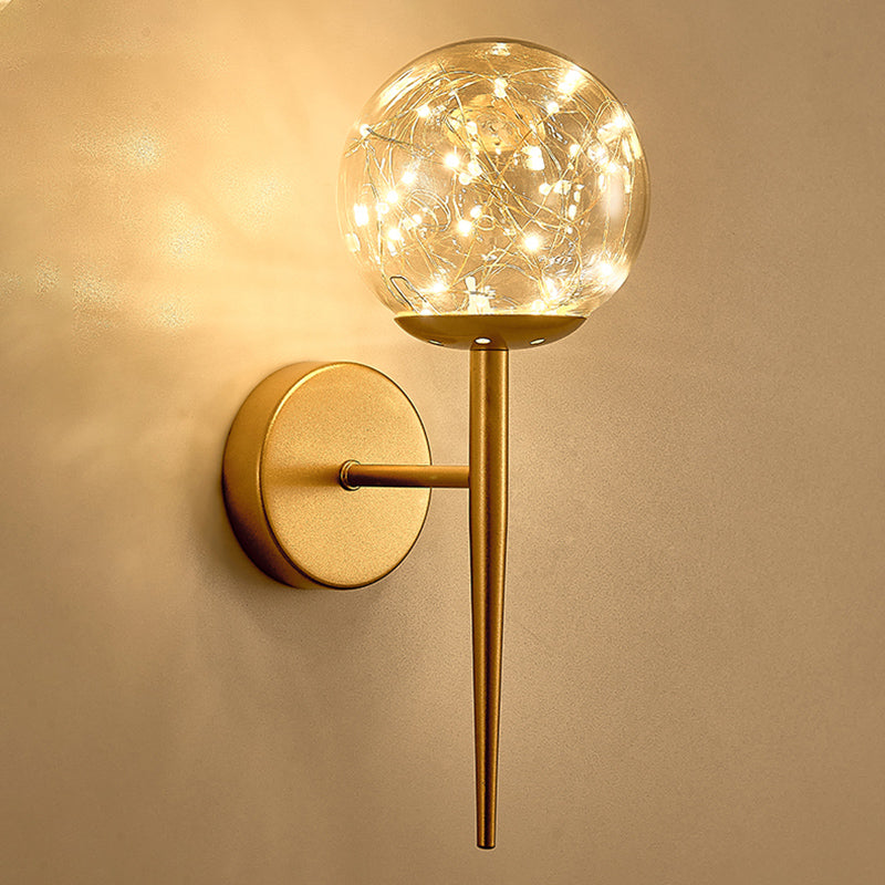 Gypsophila Sconce Lights con tonalità in vetro trasparente muro moderno appeso alla luce in ottone/nero