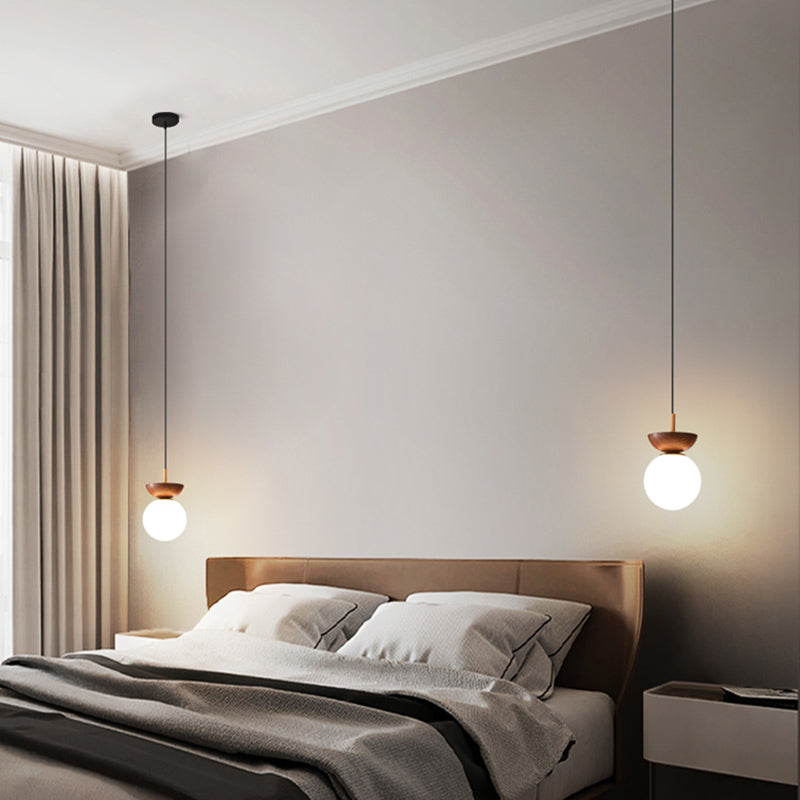 1-Light 6" Wide Pendant Lighting Fixture with White Globe Glass Shade for Restaurant