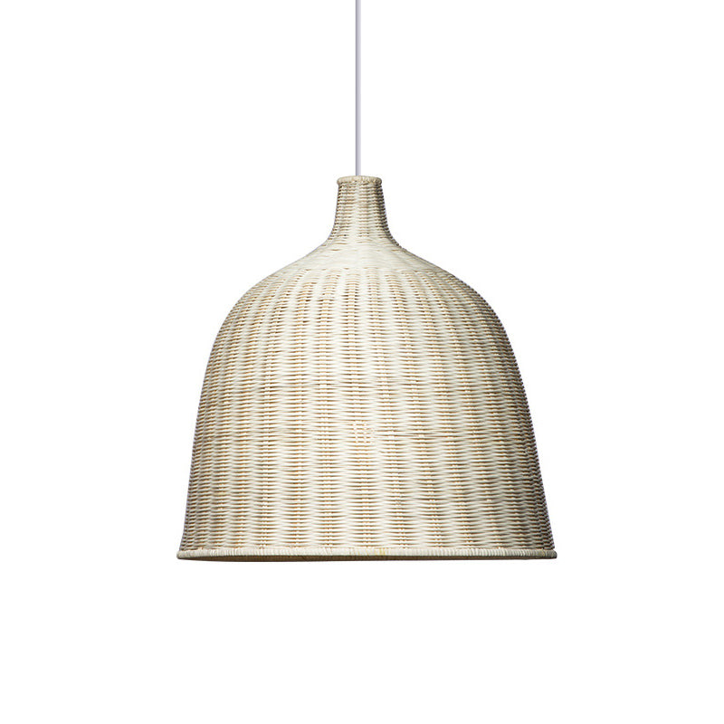 Chinese Bell Pendant Lighting Fixtures Rattan Hanging Light with Hanging Cord for Restaurant