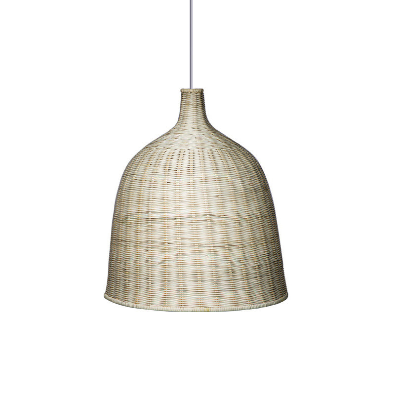 Chinese Bell Pendant Lighting Fixtures Rattan Hanging Light with Hanging Cord for Restaurant