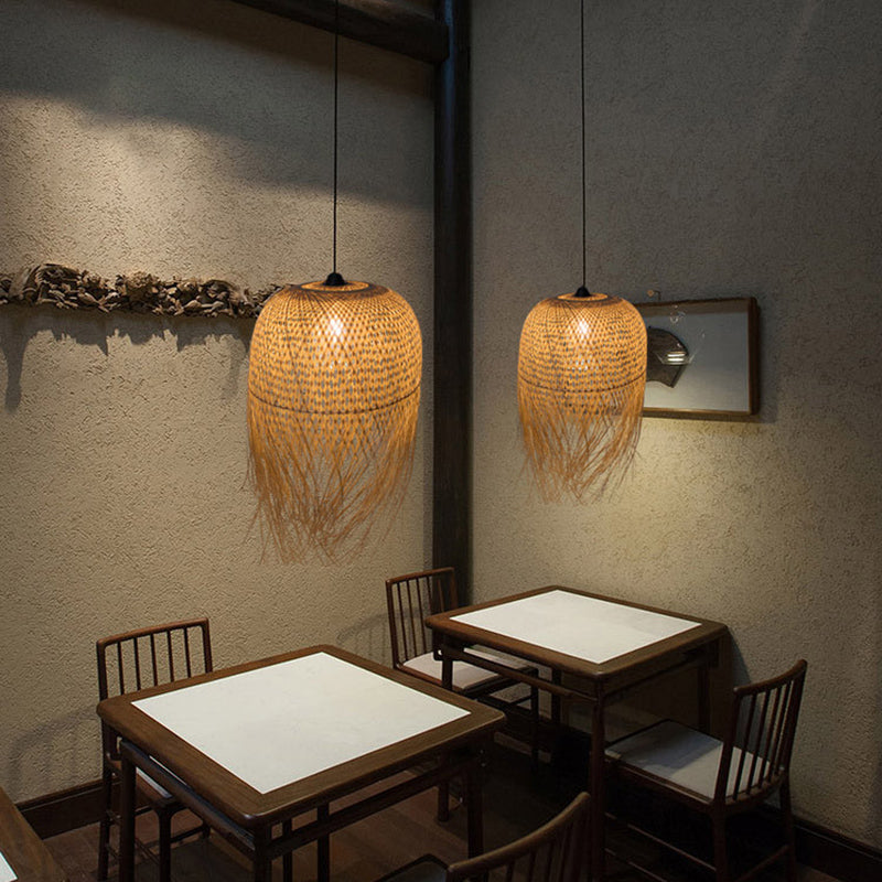 Chinesische handgefertigte Anhänger -Beleuchtungskörper Rattan Hanges Licht mit hängenden Kabel für das Restaurant
