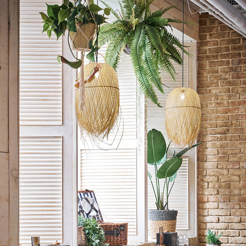 Chinesische handgefertigte Anhänger -Beleuchtungskörper Rattan Hanges Licht mit hängenden Kabel für das Restaurant