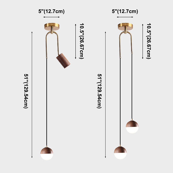 Modern Wood Pendant Lighting Fixture 2-Light Suspension Pendant Light with PMMA Shade