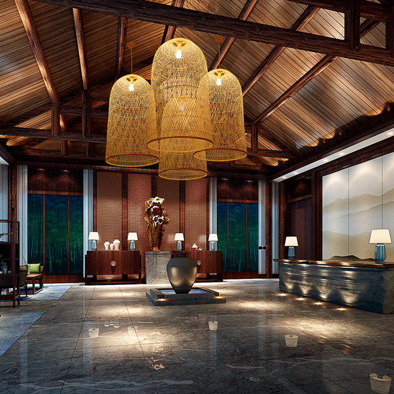 Chinesische Anhänger Beleuchtungskörper Rattan Hanges Licht mit hängenden Kabel für das Restaurant