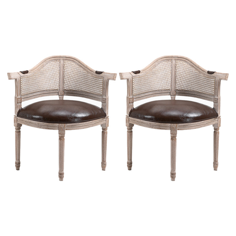 Fauteuil de salle à manger de chaises de salle à manger en osier de style campagnard avec les jambes naturelles