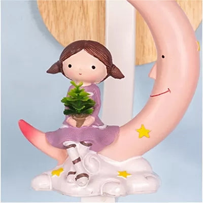 Funnel Shade Wall Light con Little Kid Deco 1 Testa adorabile Sconce da parete in metallo per camera da letto per bambini