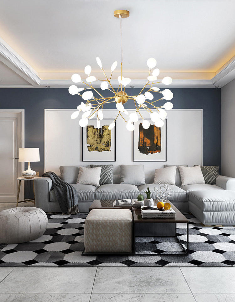 Round Pendant Lighting Fixtures Modern Chandeliers For Dining Room with Acrylic Shade