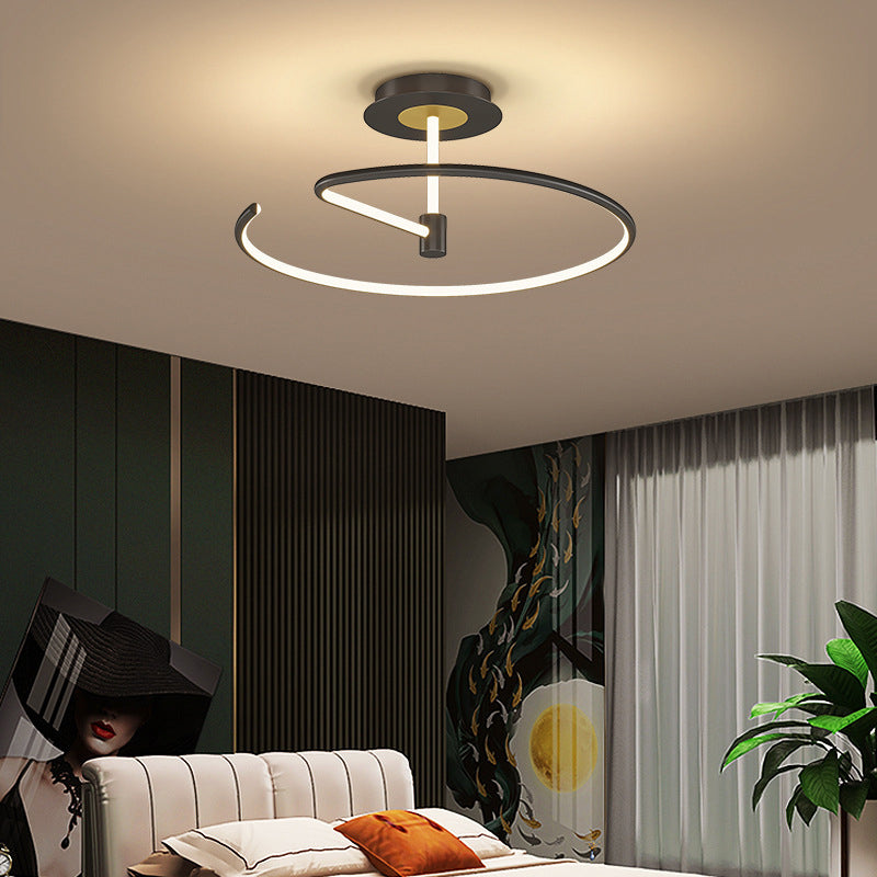 Moderner Stil Wirbel Welle Semi Flush Mount Light Metal 1 Light LED Flush Light