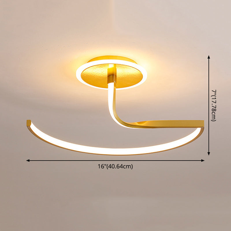 Moderner Stil Wirbel Welle Semi Flush Mount Light Metal 1 Light LED Flush Light