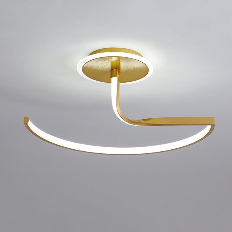 Moderner Stil Wirbel Welle Semi Flush Mount Light Metal 1 Light LED Flush Light