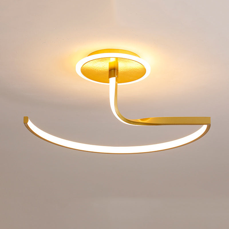 Moderner Stil Wirbel Welle Semi Flush Mount Light Metal 1 Light LED Flush Light