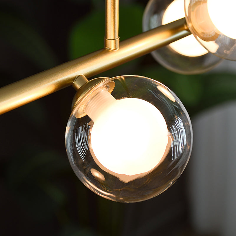 Modern Creative Island Light Wrought Iron Globe Pendant Light with Double Glass Shade