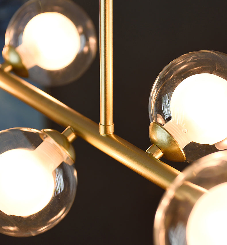 Luz de globo de hierro forjado de isla creativa moderna Luz de globo colgante con sombra de vidrio doble
