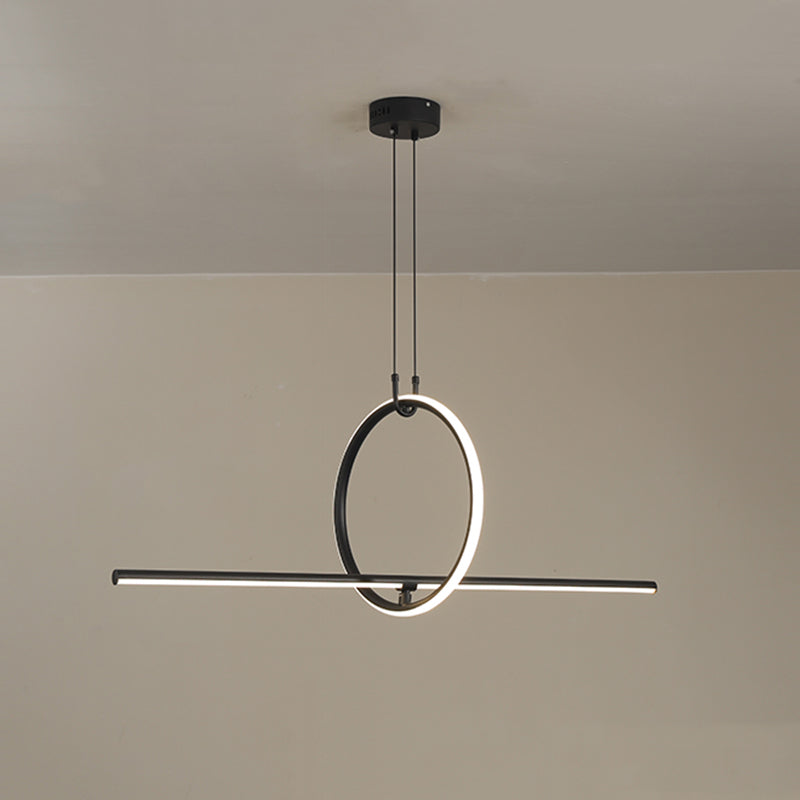 Nordic Modern Metal Chandelier Lamp Linear LED Island Pendant for Dining Room