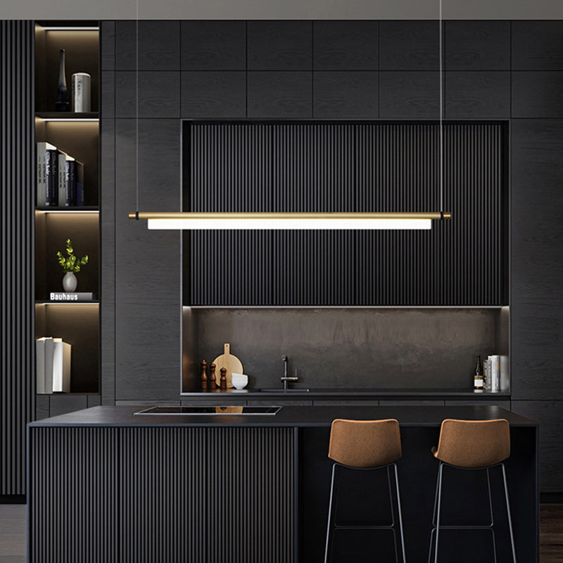 Lampada il lampadario in metallo lineare dell'illuminazione dell'isola a led moderna per sala da pranzo