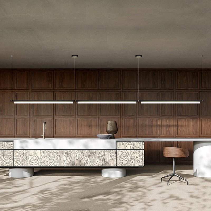 Lampada il lampadario in metallo lineare dell'illuminazione dell'isola a led moderna per sala da pranzo