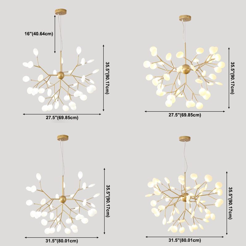 Modern Creative Firefly Hanging Lamp Wrought Iron Indoor Pendant Light with Acrylic Shade