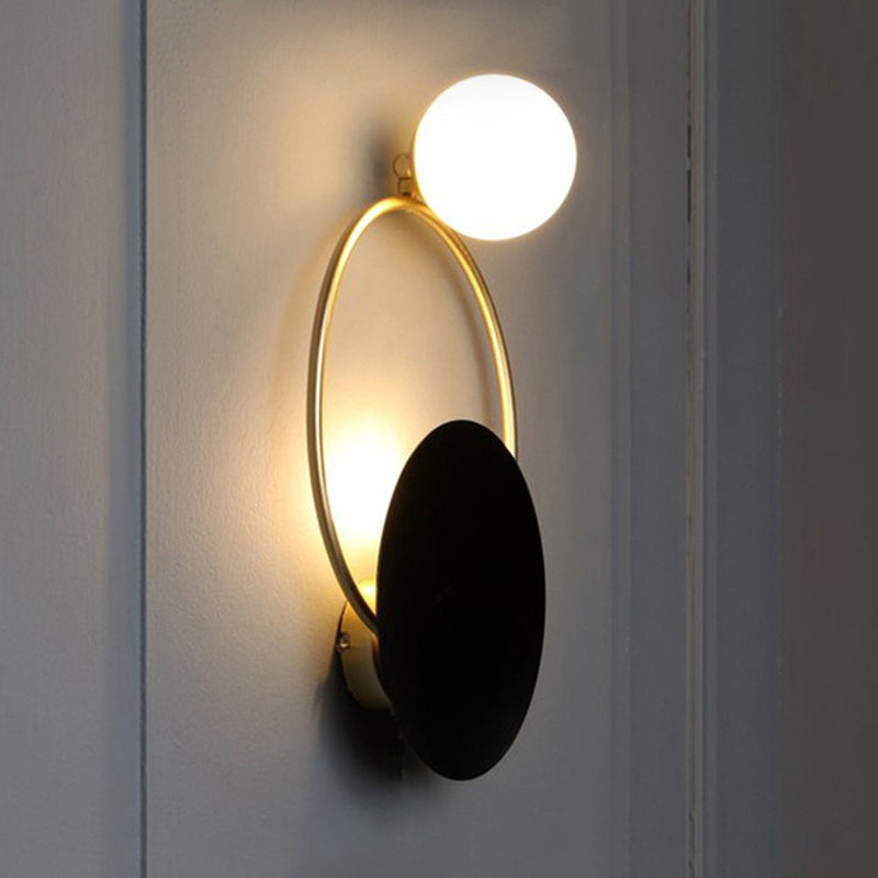 Lámpara de pared circular de hierro de pared de pared de 2 luces de lujo de lujo para espacios interiores