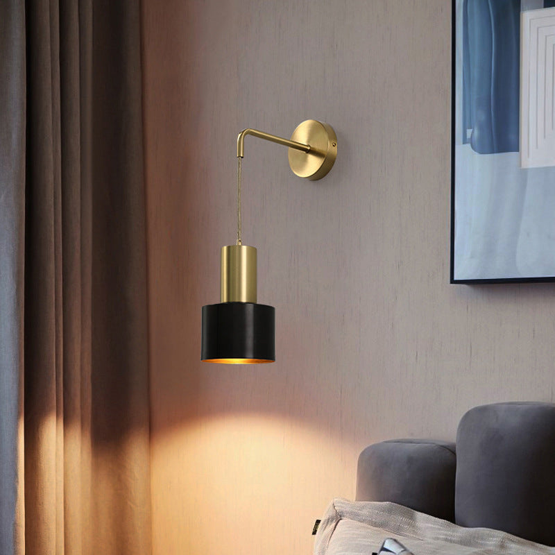 Lámpara de pared colgante artística moderna Luz de pared cilíndrica de cobre para espacios interiores