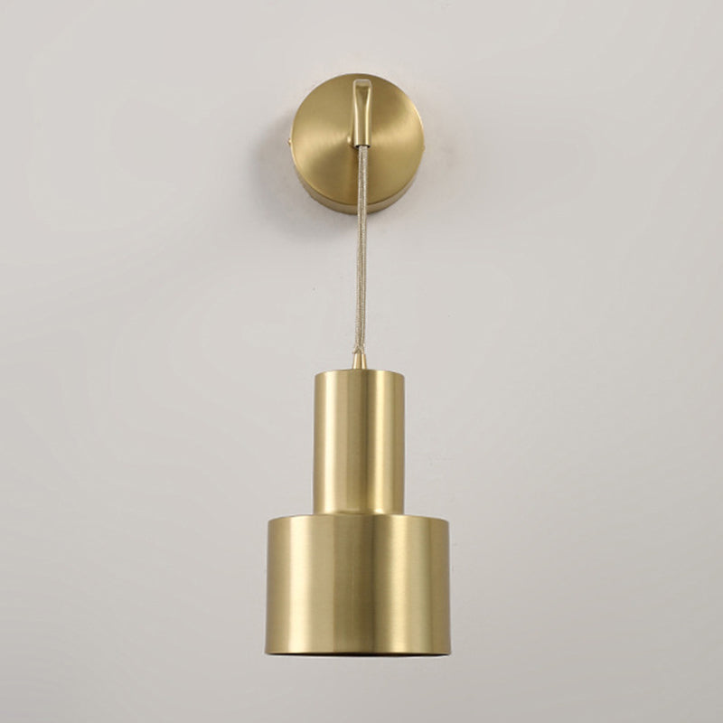Lámpara de pared colgante artística moderna Luz de pared cilíndrica de cobre para espacios interiores