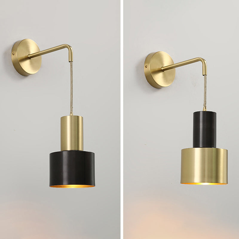 Lámpara de pared colgante artística moderna Luz de pared cilíndrica de cobre para espacios interiores