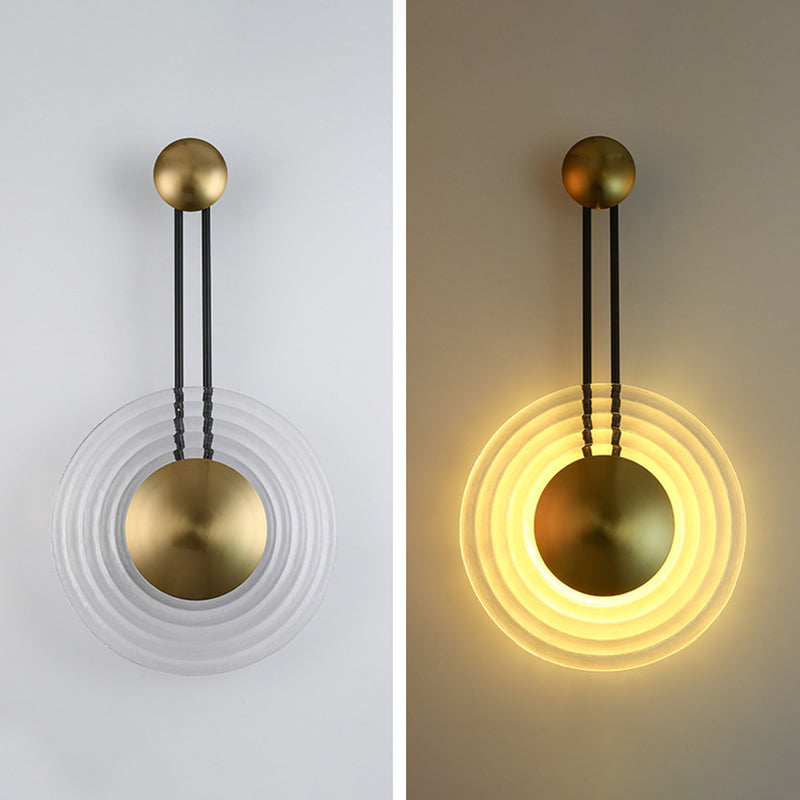 Lámpara de pared LED circular dorada en moderna luz de pared de hierro de electroplacas de estilo creativo para dormitorio