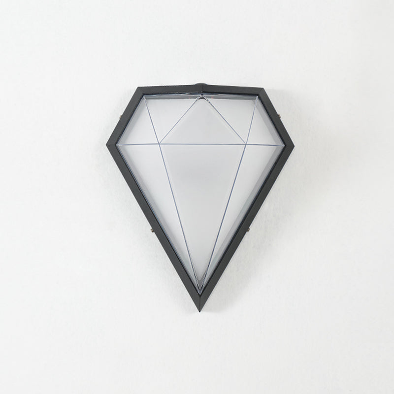 Modern Metal 1-Light Wall Mount Lamp Diamond Outdoor Wall Sconce for Balcony