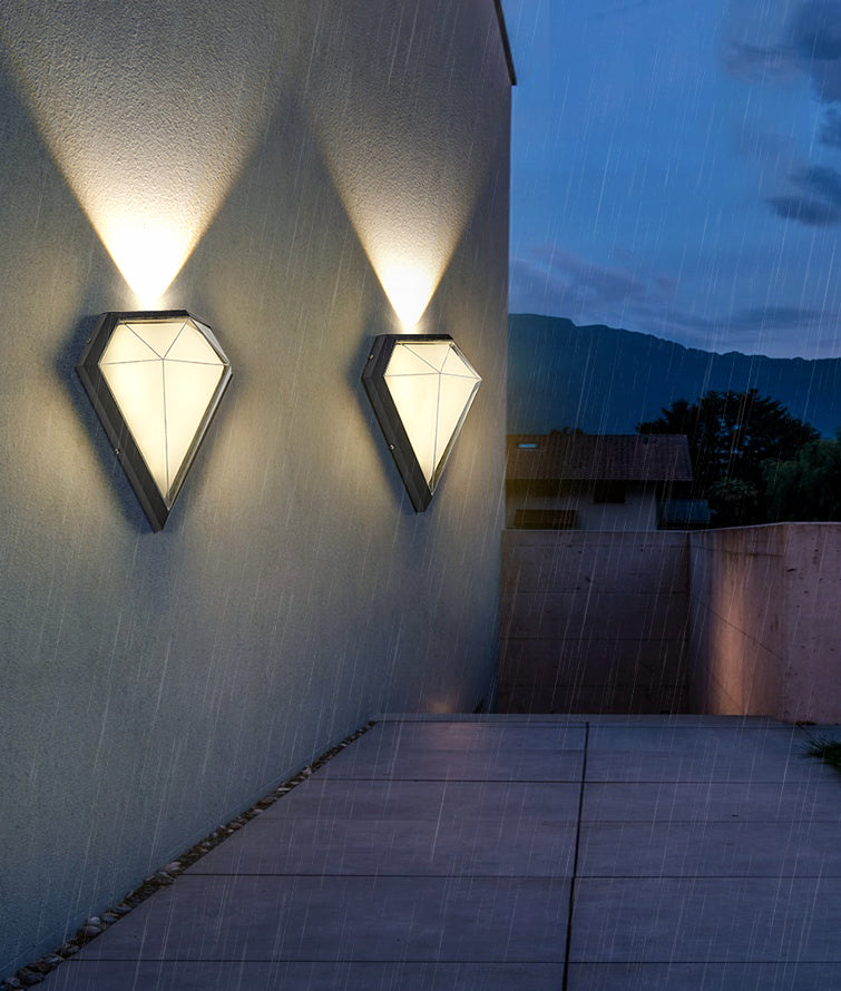 Modern Metal 1-Light Wall Mount Lamp Diamond Outdoor Wall Sconce for Balcony